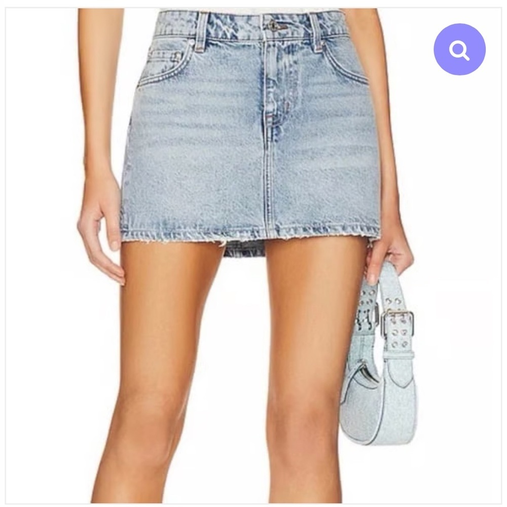 GRLFRND Niki Micro Mini Skirt in color Riviera/light wash size 26